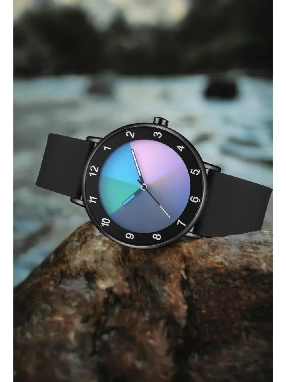 Unisex All Black Analog Quartz Creative Original Design Unique Casual Watch